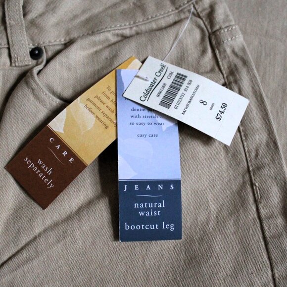 NWT Coldwater Creek Natural Waist Bootcut Beige Jeans, 8 (Long) - Picture 5 of 11
